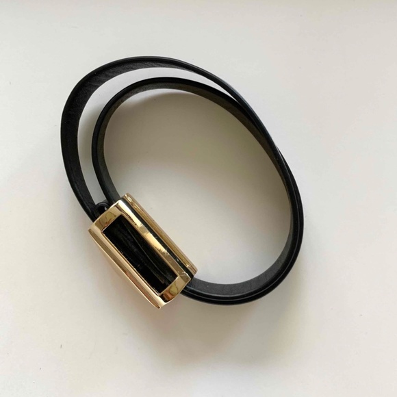 Black and gold leather bracelet - Picture 4 of 4